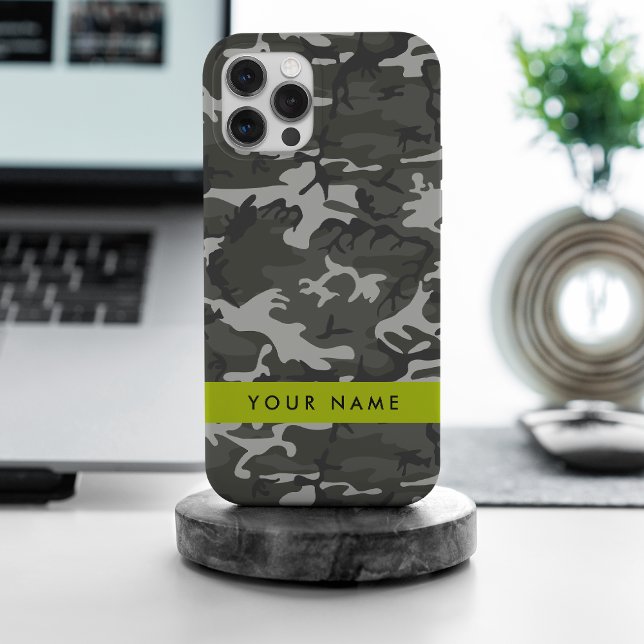 Gray Camouflage Pattern, Your name, Personalize Case-Mate iPhone Hülle (Von Creator hochgeladen)