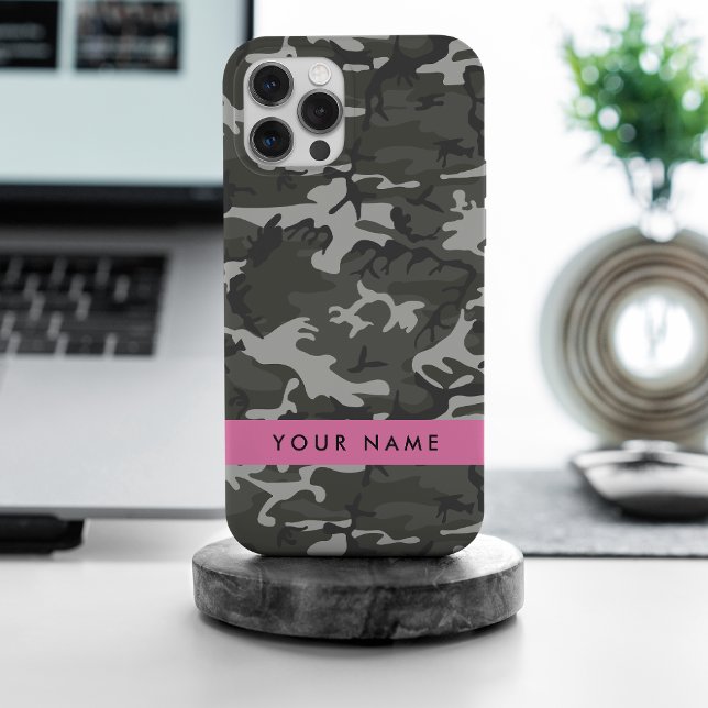 Gray Camouflage Pattern, Your name, Personalize Case-Mate iPhone Hülle (Von Creator hochgeladen)