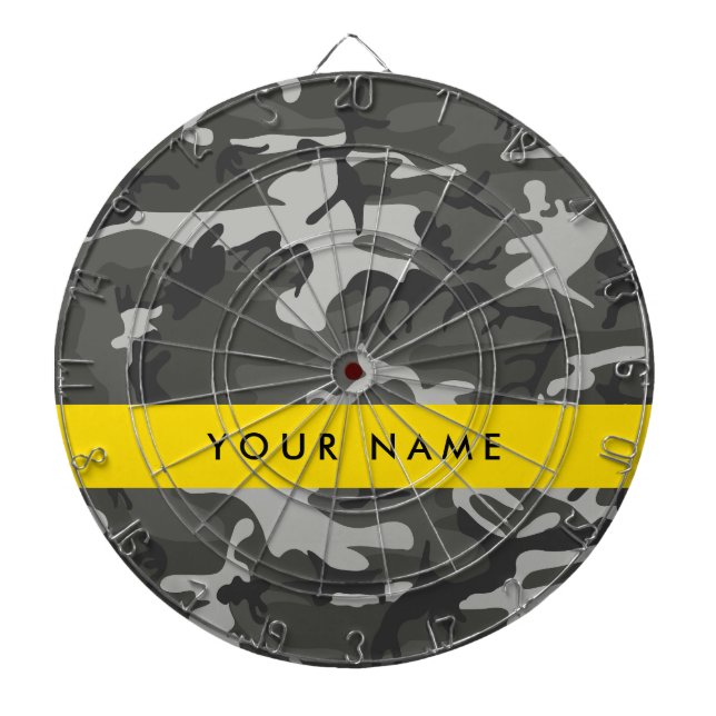 Gray Camouflage Pattern, Your name, Personalize Dartscheibe (vorne)