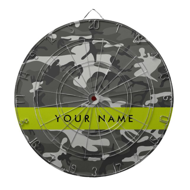 Gray Camouflage Pattern, Your name, Personalize Dartscheibe (vorne)