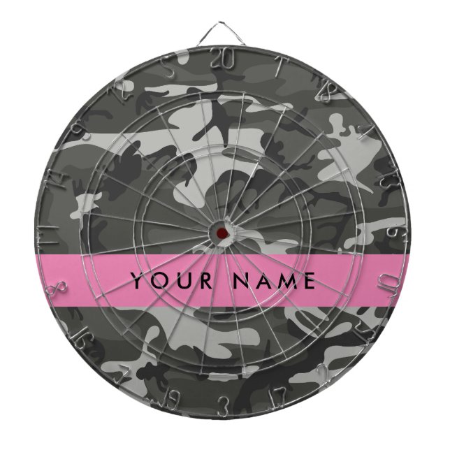 Gray Camouflage Pattern, Your name, Personalize Dartscheibe (vorne)