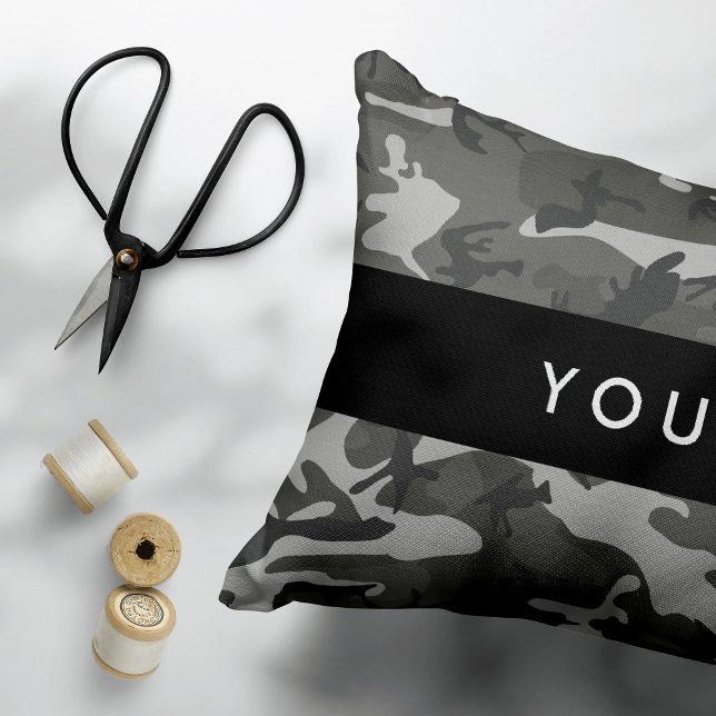 Gray Camouflage Pattern, Your name, Personalize Dekokissen (Von Creator hochgeladen)