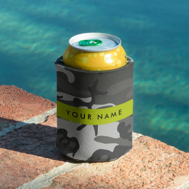 Gray Camouflage Pattern, Your name, Personalize Dosenkühler (In Situ Pool)
