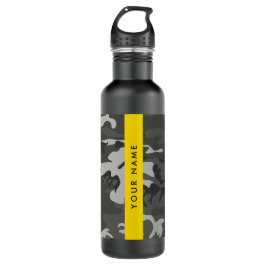 Gray Camouflage Pattern, Your name, Personalize Edelstahlflasche