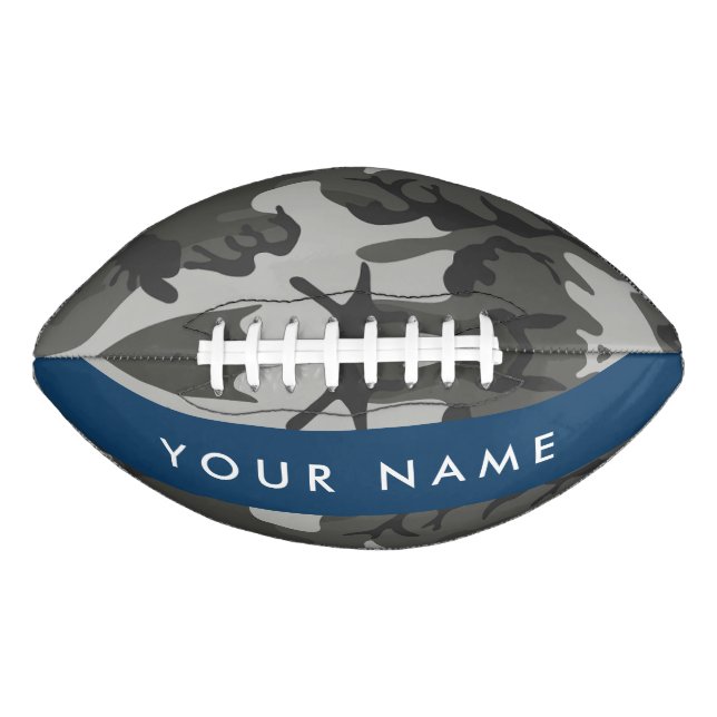 Gray Camouflage Pattern, Your name, Personalize Football (Vorderseite)