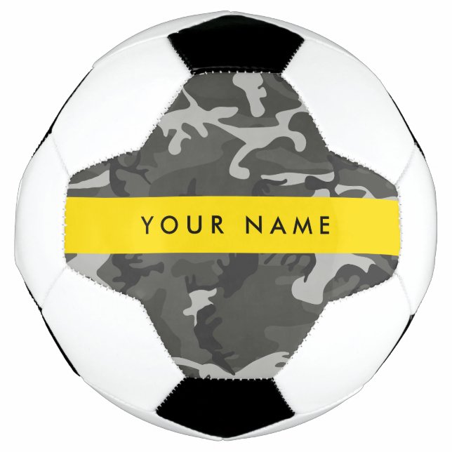 Gray Camouflage Pattern, Your name, Personalize Fußball (Vorderseite)