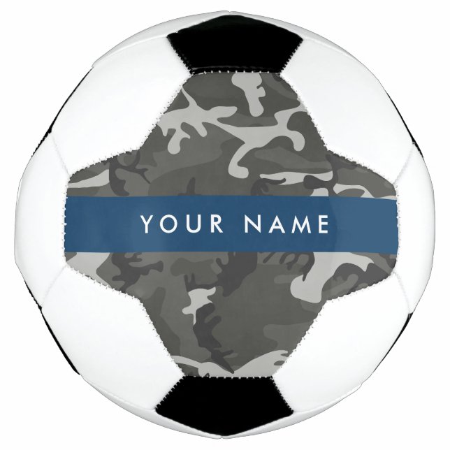 Gray Camouflage Pattern, Your name, Personalize Fußball (Vorderseite)