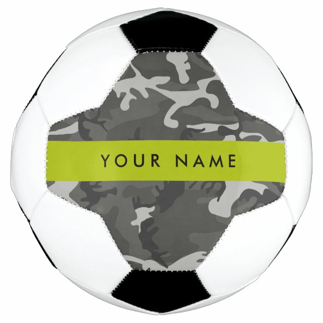 Gray Camouflage Pattern, Your name, Personalize Fußball (Vorderseite)