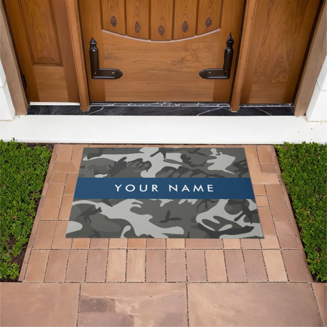 Gray Camouflage Pattern, Your name, Personalize Fußmatte (Außenbereich)