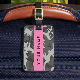 Gray Camouflage Pattern, Your name, Personalize Gepäckanhänger