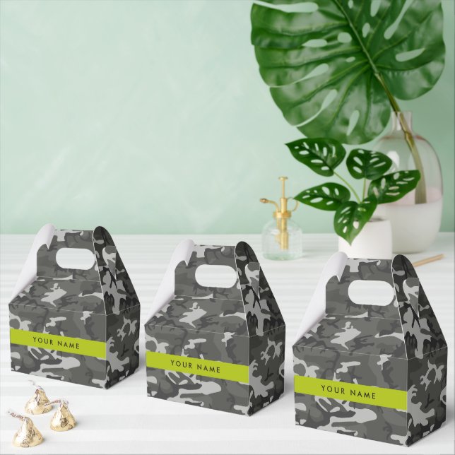 Gray Camouflage Pattern, Your name, Personalize Geschenkschachtel (Zahlreiche)