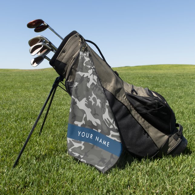 Gray Camouflage Pattern, Your name, Personalize Golfhandtuch (Gras)