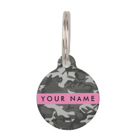 Gray Camouflage Pattern, Your name, Personalize Haustiermarke