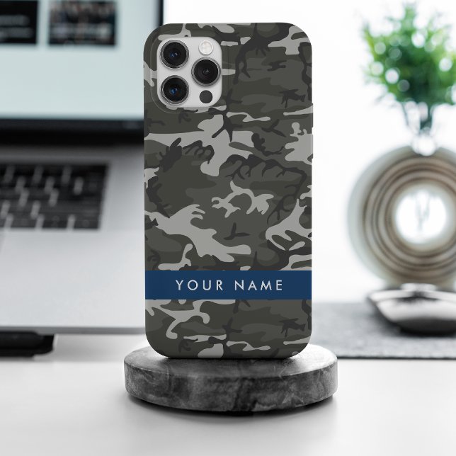 Gray Camouflage Pattern, Your name, Personalize iPhone Hülle (Von Creator hochgeladen)
