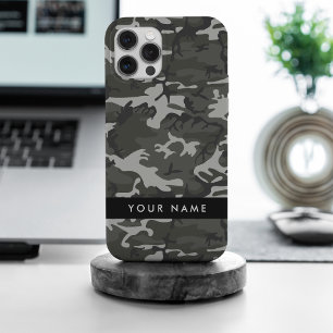 Gray Camouflage Pattern, Your name, Personalize iPhone 15 Pro Max Hülle