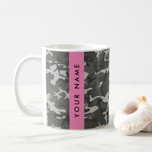 Gray Camouflage Pattern, Your name, Personalize Kaffeetasse