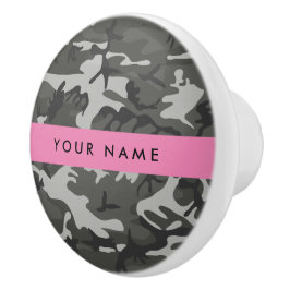 Gray Camouflage Pattern, Your name, Personalize Keramikknauf