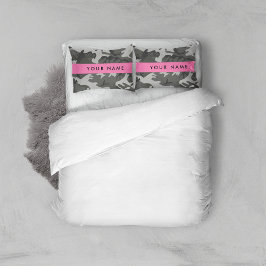 Gray Camouflage Pattern, Your name, Personalize Kissenbezug