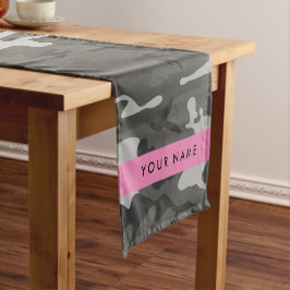 Gray Camouflage Pattern, Your name, Personalize Kurzer Tischläufer