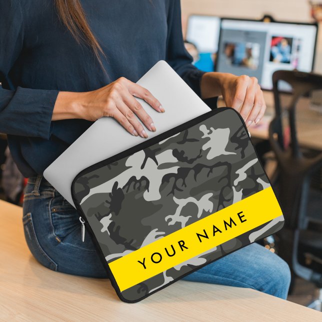 Gray Camouflage Pattern, Your name, Personalize Laptopschutzhülle (Von Creator hochgeladen)