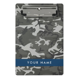 Gray Camouflage Pattern, Your name, Personalize Mini Klemmbrett