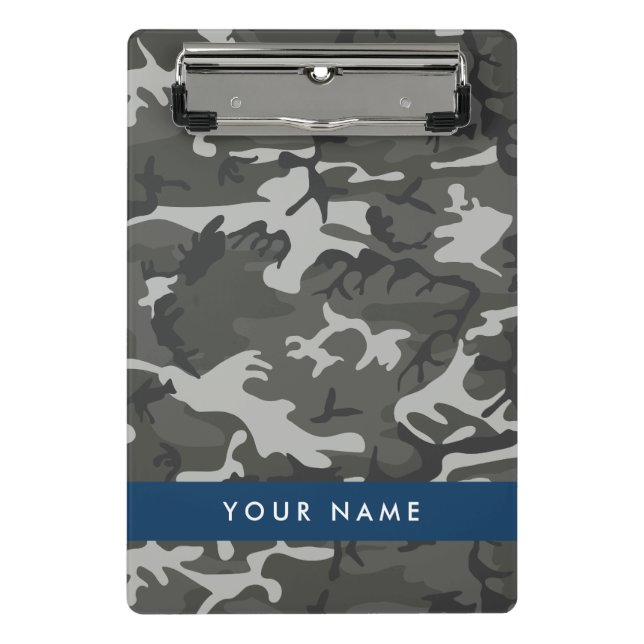 Gray Camouflage Pattern, Your name, Personalize Mini Klemmbrett (Vorderseite)