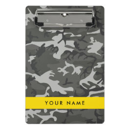 Gray Camouflage Pattern, Your name, Personalize Mini Klemmbrett