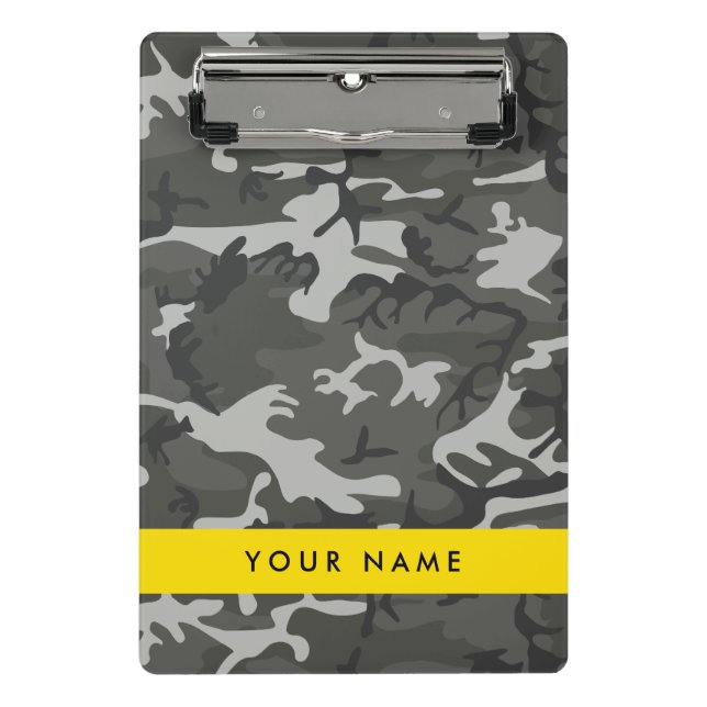 Gray Camouflage Pattern, Your name, Personalize Mini Klemmbrett (Vorderseite)