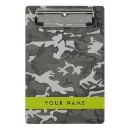 Gray Camouflage Pattern, Your name, Personalize Mini Klemmbrett