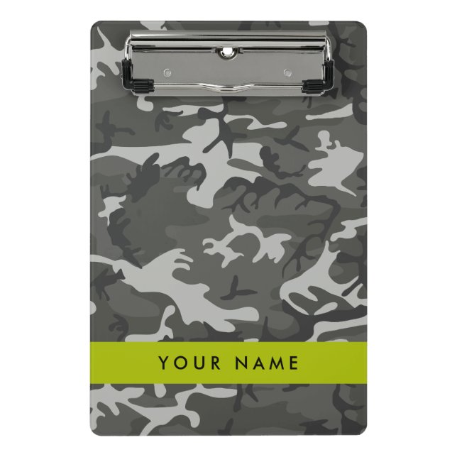 Gray Camouflage Pattern, Your name, Personalize Mini Klemmbrett (Vorderseite)