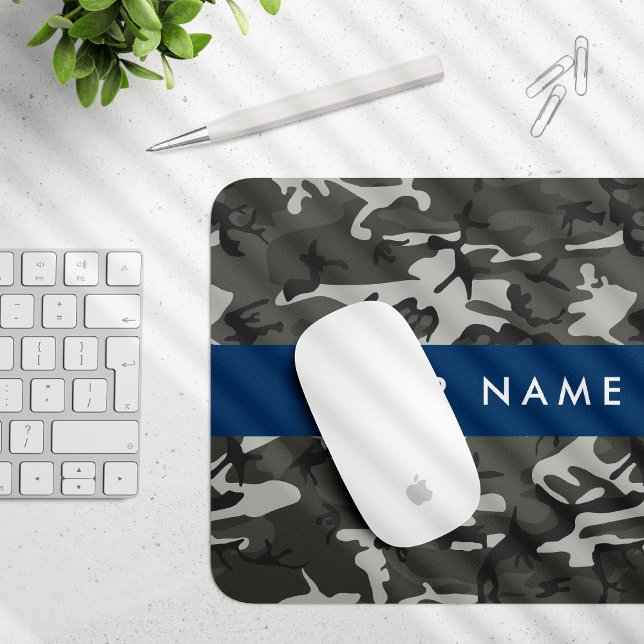 Gray Camouflage Pattern, Your name, Personalize Mousepad (Von Creator hochgeladen)