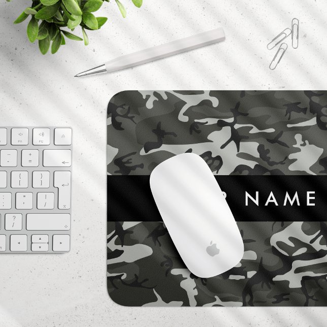 Gray Camouflage Pattern, Your name, Personalize Mousepad (Von Creator hochgeladen)