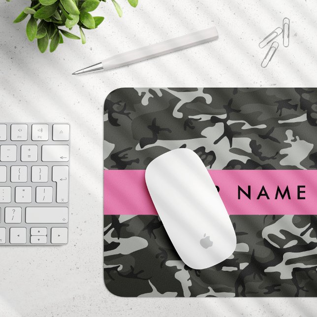 Gray Camouflage Pattern, Your name, Personalize Mousepad (Von Creator hochgeladen)