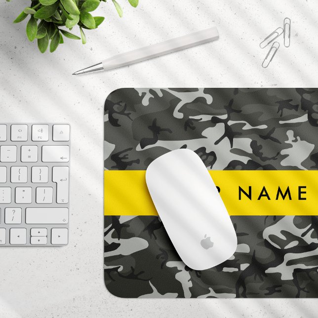 Gray Camouflage Pattern, Your name, Personalize Mousepad (Von Creator hochgeladen)