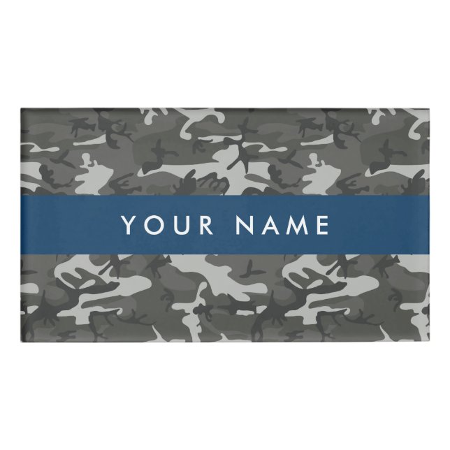 Gray Camouflage Pattern, Your name, Personalize Namenschild (Vorderseite)