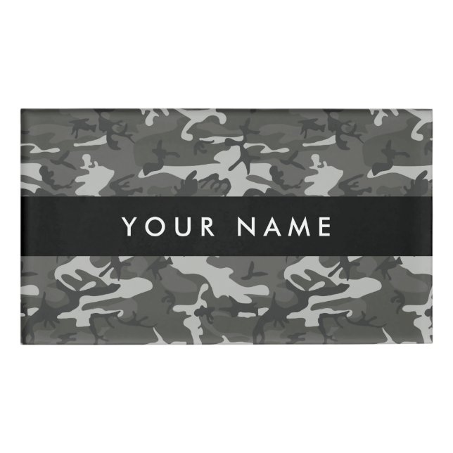 Gray Camouflage Pattern, Your name, Personalize Namenschild (Vorderseite)