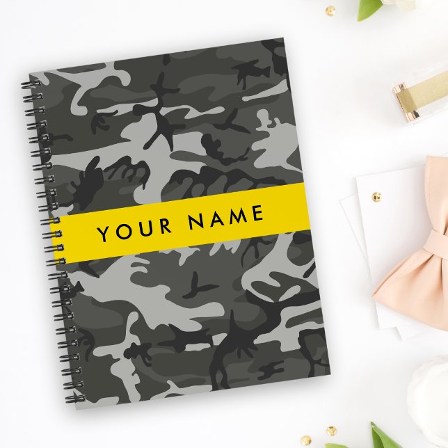 Gray Camouflage Pattern, Your name, Personalize Notizblock (Von Creator hochgeladen)