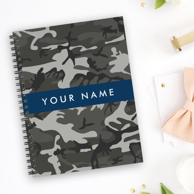 Gray Camouflage Pattern, Your name, Personalize Notizblock (Von Creator hochgeladen)