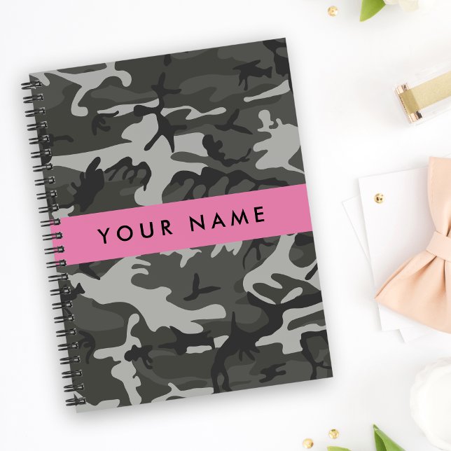 Gray Camouflage Pattern, Your name, Personalize Notizblock (Von Creator hochgeladen)
