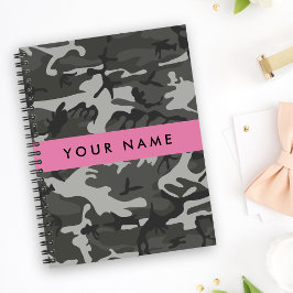 Gray Camouflage Pattern, Your name, Personalize Notizbuch