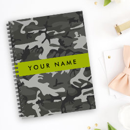 Gray Camouflage Pattern, Your name, Personalize Notizbuch