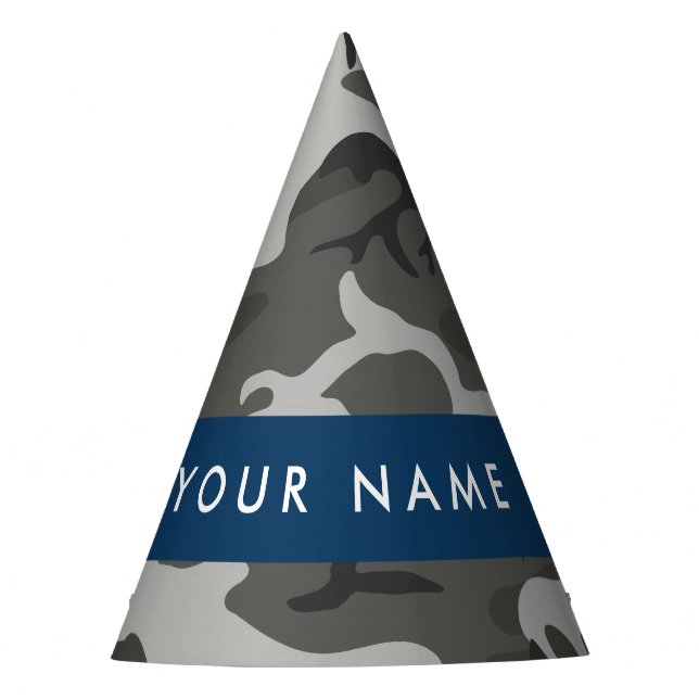 Gray Camouflage Pattern, Your name, Personalize Partyhütchen (Vorderseite)