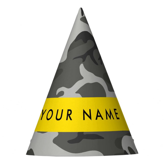 Gray Camouflage Pattern, Your name, Personalize Partyhütchen (Vorderseite)