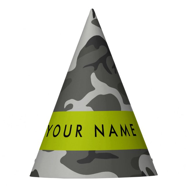 Gray Camouflage Pattern, Your name, Personalize Partyhütchen (Vorderseite)