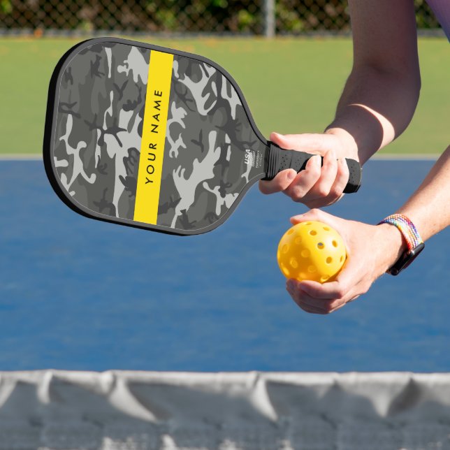 Gray Camouflage Pattern, Your name, Personalize Pickleball Schläger (InSitu)