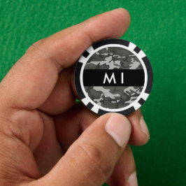 Gray Camouflage Pattern, Your name, Personalize Pokerchips