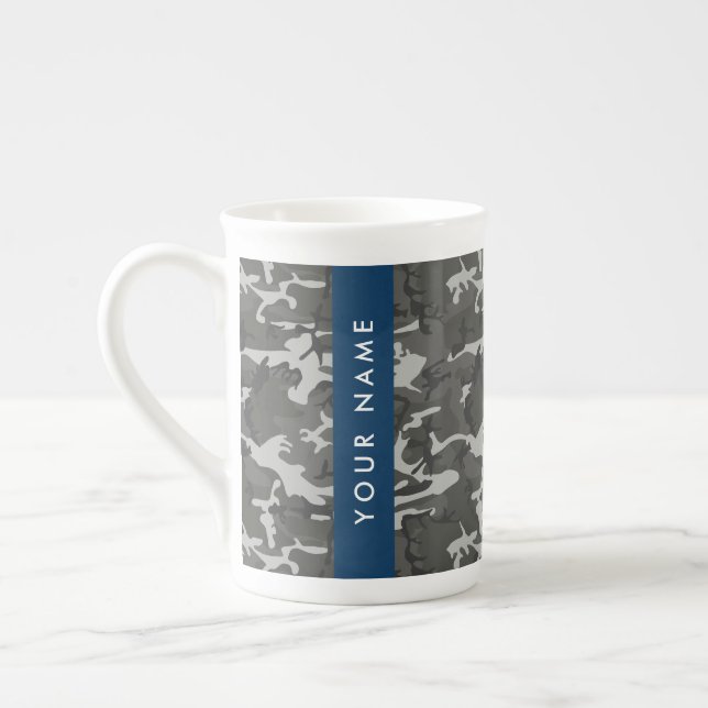 Gray Camouflage Pattern, Your name, Personalize Prozellantasse (Links)