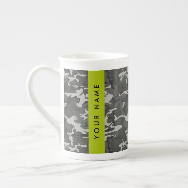 Gray Camouflage Pattern, Your name, Personalize Prozellantasse (Links)
