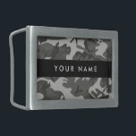 Gray Camouflage Pattern, Your name, Personalize Rechteckige Gürtelschnalle<br><div class="desc">Elegantes,  stilvolles und raffiniertes Tarnmuster in grauer Farbe. Moderne und trendige Geschenke,  perfekt für den militärischen Liebhaber in Ihrem Leben. Personalisieren Sie diese durch Hinzufügen von Namen,  Spitznamen,  Monogramm oder Initialen.</div>