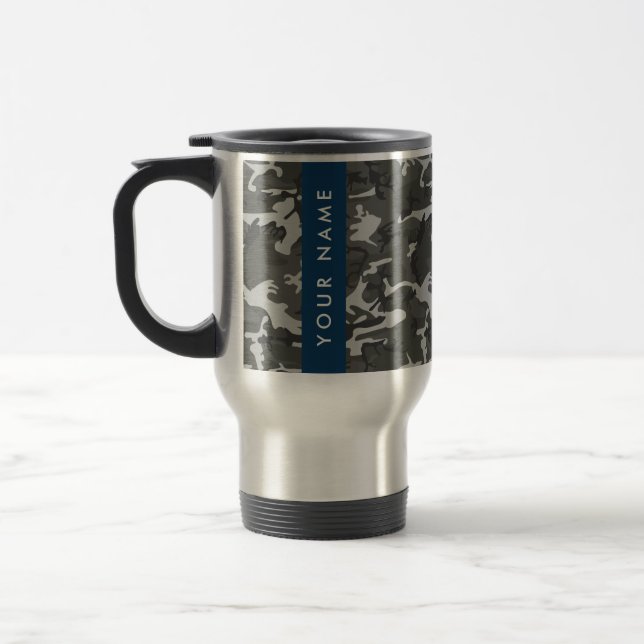 Gray Camouflage Pattern, Your name, Personalize Reisebecher (Links)